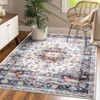 Vintage Area Rug Distressed Non Slip Throw Carpet Non Shedding Low Pile Carpet Stain Resistant Easy Cleaning Floor Cover for Bedroom Living Room - 3 of 4