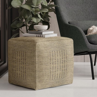 NicBex Square Woven Pouf Foot Stools Ottoman, Multi-functional Ottoman Foot Rest with Durable Cotton Bottom for Bedroom, Living Room, Natural