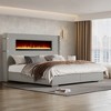 AMERLIFE Modern Platform Bed Frame with Fireplace, Wingback Design, Headboard, No Box Spring Needed - 4 of 4