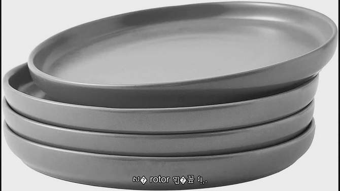 Bruntmor 8" Round Ceramic Dinner Plate, Set of 4, Gray, 2 of 11, play video