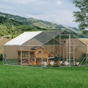 Chicken Coop Large Metal Chicken Run for 6/10 Chickens Poultry Cage with Anti-UV Cover and Waterproof for Duck Walk-in Chicken Pen for Yard - 1 of 4