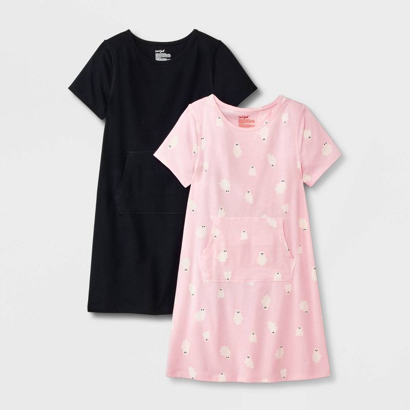 Girls' 2pk Adaptive Short Sleeve Halloween Dress - Cat & Jack™ Black/Pink, 1 of 6
