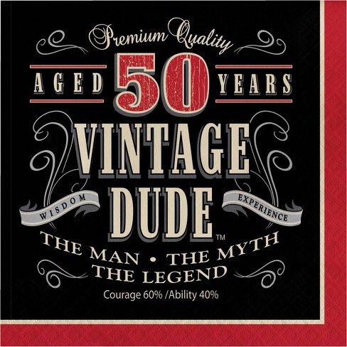 48ct Vintage Dude 50th Birthday Napkins Red Target