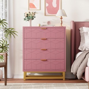 coucheta 3/4 Drawer Dresser with Metal Legs, Modern Wood Dressers Chest Organizer with Wide Storage,for Bedroom, Living Room, Hallway, Entryway - 1 of 4