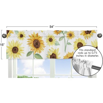 Sunflower Yellow Green and White Floral Window Valance