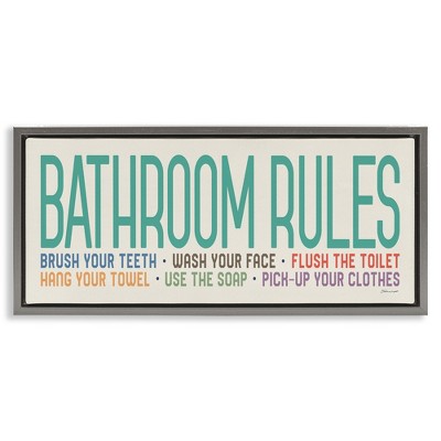 Stupell Industries Bathroom Rules with Teal Text, 25" x 11"