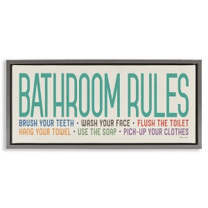 Stupell Industries Bathroom Rules with Teal Text, 25" x 11" - 1 of 4