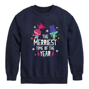 Boys' - Trolls - The Merriest Time Of The Year Poppy and Branch Graphic Long Sleeve Fleece Sweatshirt - 1 of 4