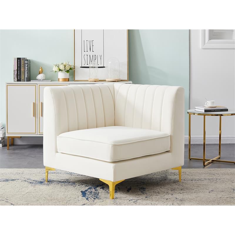 Meridian Furniture Alina Cream Velvet Corner Chair, 5 of 11