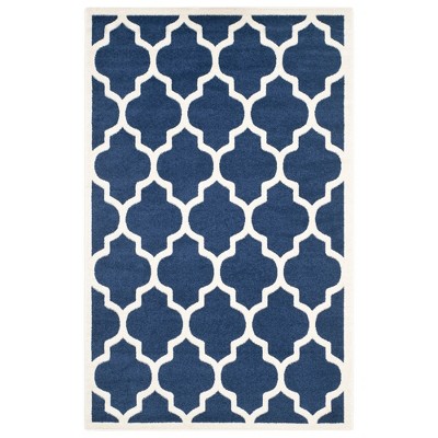 5'X8' Rectangle Outdoor Patio Rug  Navy/Beige - Safavieh