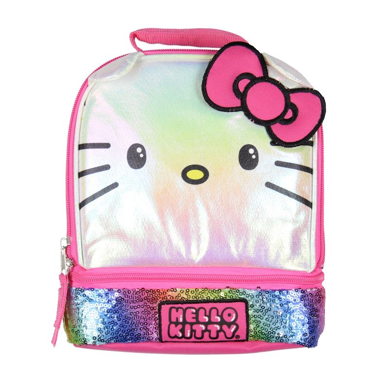 Sanrio Hello Kitty Kids Lunch Box 3-D Ears and Rainbow Sequins Insulated Bag Pink, 2 of 6