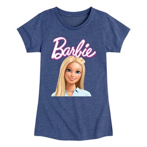 Girls' - Barbie - Doll Head Fitted Short Sleeve Graphic T-Shirt - 1 of 4