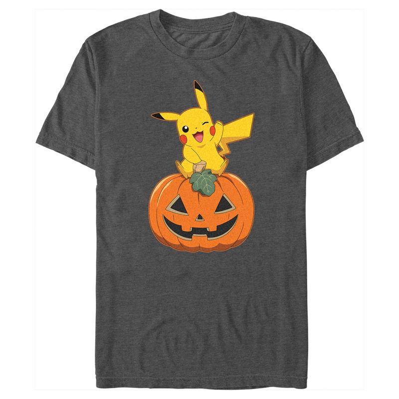Men's Pokemon Halloween Pikachu Jack-O'-Lantern T-Shirt, 1 of 6