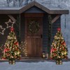 2PCS 4.5 ft Pre-Lit Artificial Christmas Tree, Decorative Holiday Tree with LED & Urn Base - 8 Lighting Modes, Potted Xmas Tree for Indoor/Outdoor - 2 of 4