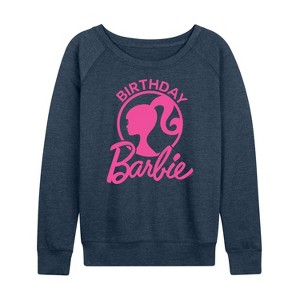 Women's - Barbie - Birthday Lightweight French Terry Wide Neck Long Sleeve Shirt - 1 of 4