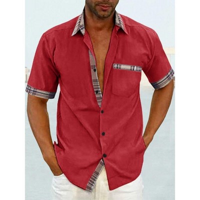 COOFANDY Mens Short Sleeve Dress Shirts Casual Wrinkle Free Shirt Plaid Collar Summer Button Down Shirts