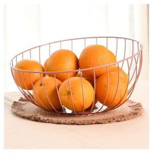 Folkulture Fruit Basket for Kitchen Counter, 10" Inch Countertop Fruit Bowl, Metal Wire Basket for Kitchen and Table Decor (Terracota) - 1 of 4
