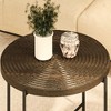 FONTOI End Table Two Piece Coffee and End Table Set Distressed Cylindrical Design with Metal Legs for Living Room, Walnut Brown, 31.4"*31.4"*18.9" - 3 of 4