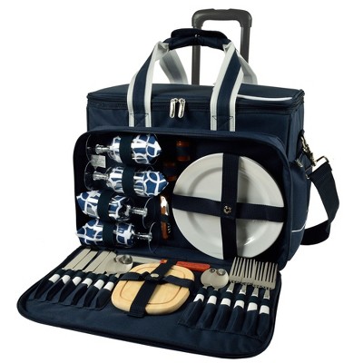 Picnic at Ascot Soft Sided Rolling Cooler with Four Person Picnic Set