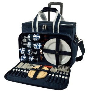 Picnic at Ascot Soft Sided Rolling Cooler with Four Person Picnic Set - 1 of 4