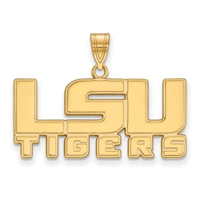Black Bow Jewelry 10k Yellow Gold Louisiana State Fighting Tigers NCAA Medium Pendant