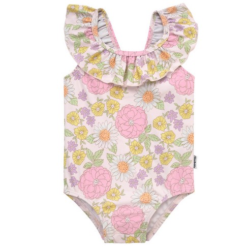 Gerber Baby Girls One piece Swimsuit Retro Floral 0 3 Months