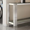KIGFTSOD Top & Bottom Double Layer Tempered Glass Console Table with Mirror-Finished Stainless Steel Frame - 3 of 4