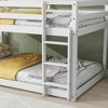 Okak 77.3IN Twin-Over-Twin Floor Bunk Bed with Ladder, Twin Bed with Guardrail and Strengthened Slats, Bed Frames for Kids Room, Gaming Room, White - 4 of 4