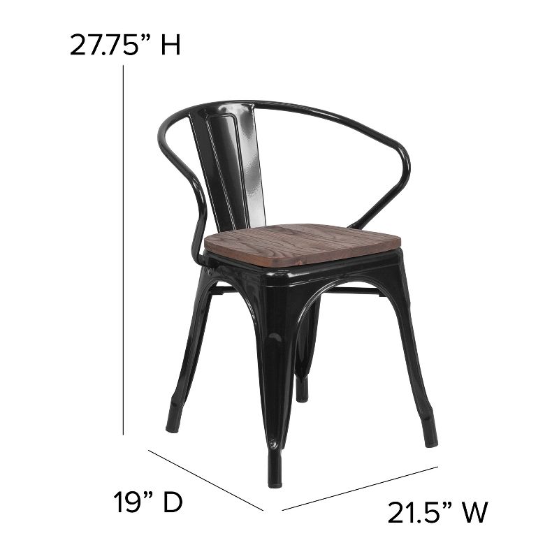 Emma and Oliver Metal Chair with Wood Seat and Arms, 4 of 11