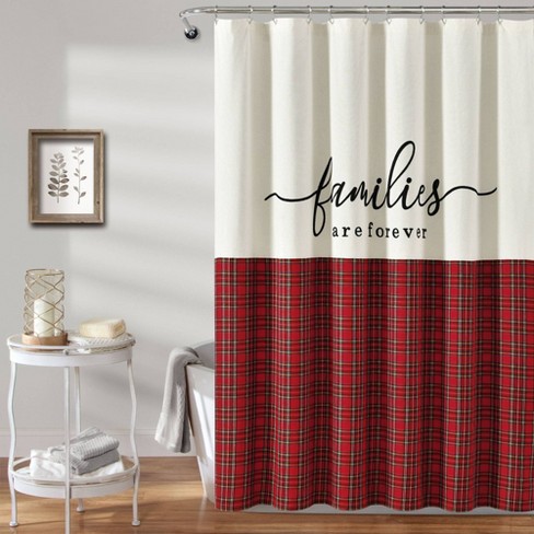 Families Are Forever Shower Curtain Red, Woolrich Winter Hills Shower Curtain