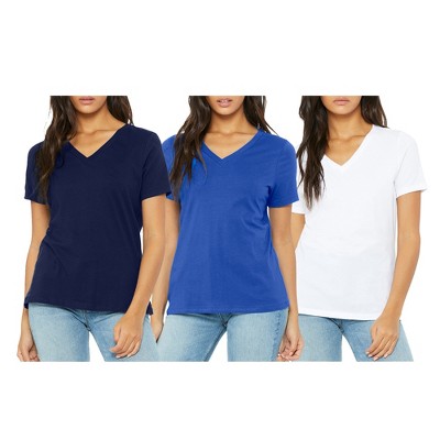 Blue Ice  Women's Loose Fitting  Short Sleeve V-Neck Tee- 3 Pack