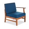 Outdoor Sectional Sofa Set, 5 Seater Acacia Sofa Set with Cushions and Pillows, 6 Pcs Sofa with Wood Frame and PE Cushions-Coolbibila - 4 of 4