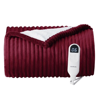 Electric Heated Blanket Soft & Washable Ribbed Flannel