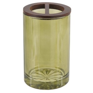 Moda at Home Vaso Glass Toothbrush Holder with Acacia - 1 of 3