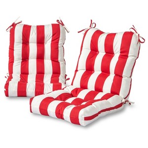 Set of 2 Cabana Red Stripe Outdoor Seat/Back Chair Cushions - Kensington Garden