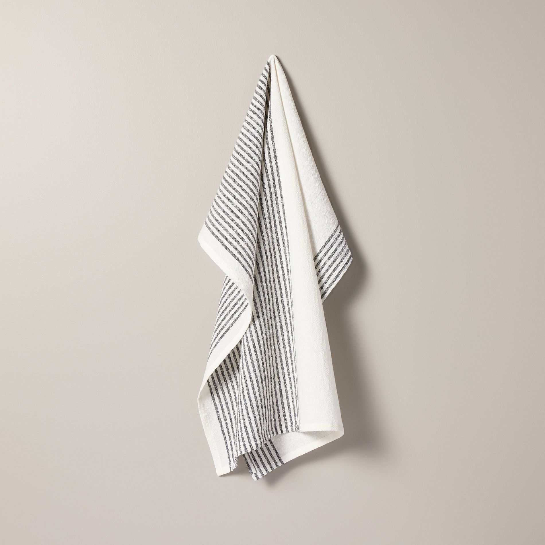 Mini Stripe Flour Sack Kitchen Towel Dark Gray/Cream - Hearth & Hand™ with Magnolia: Machine Washable, Cotton Weave