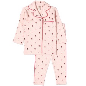 MiniMoi 2 Piece Girls "Plant Your Dreams & Grow Happy" Pointelle Pajama Set - 1 of 2