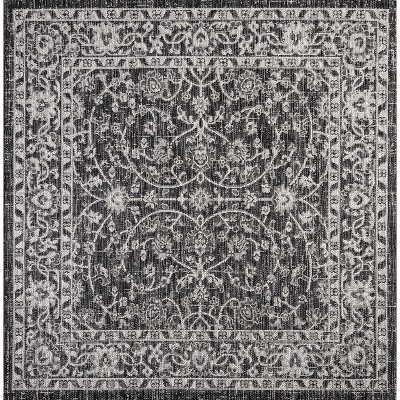 Palazzo Vine Black/Gray 5' Square Synthetic Indoor/Outdoor Rug