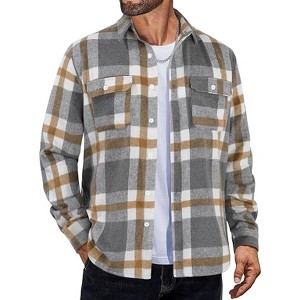 COOFANDY Mens Flannel Shirts Long Sleeve Plaid Shirt Jacket Button Down Shirt with Pockets - 1 of 4