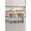 CAVINAS Modern Upholstered Linen Bar Stools Set of 2,Counter Height Chair with Footrest & Metal Frame,Armless Chairs for Kitchen Island,Cafe - 2 of 4