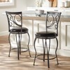 55 Downing Street Brown Swivel Bar Stools 24 7/8" High Set of 2 Traditional with Backrest Footrest Kitchen Counter Height Island - 2 of 4