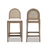 26.5" Curved Back Cane Rattan Bar Stool Set Of 2,Upholstered Kitchen Chairs With Wooden Legs,Armless Living Room Chairs-Cuddelewood - 2 of 4