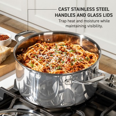 6 Quart Stainless Steel Dutch Oven with Glass Lid