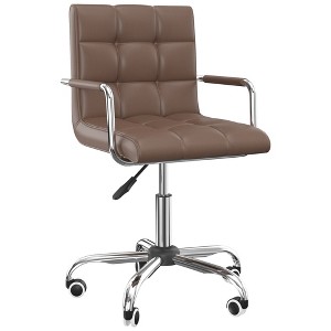 HOMCOM Modern Computer Desk Office Chair with Upholstered PU Leather, Adjustable Heights, Swivel 360 Wheels - 1 of 4