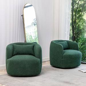 KINWELL 34" Wide Boucle Fabric Upholstered Swivel Armchair (Set of 2) - 1 of 4