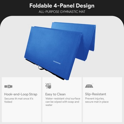 Blue 4'x8'x2" High Density Vinyl Folding Gymnastics Mat