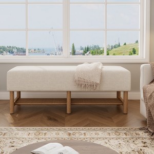Christopher Knight Home Zarik Modern Rubberwood Linen Upholstered Bench - 1 of 4