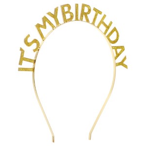 Unique Bargains Women's Classic Rainbow Birthday Headband 7.09"x6.69" Gold Tone 1 Pc - 1 of 4