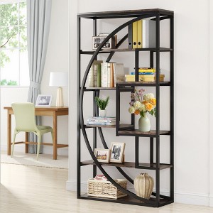 MAYEERTY 7-Tier Corner Bookshelf, Industrial Corner Etagere Bookcase - 1 of 4