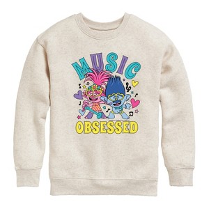 Boys' - Trolls - Music Obsessed Poppy and Branch Graphic Long Sleeve Fleece Sweatshirt - 1 of 4